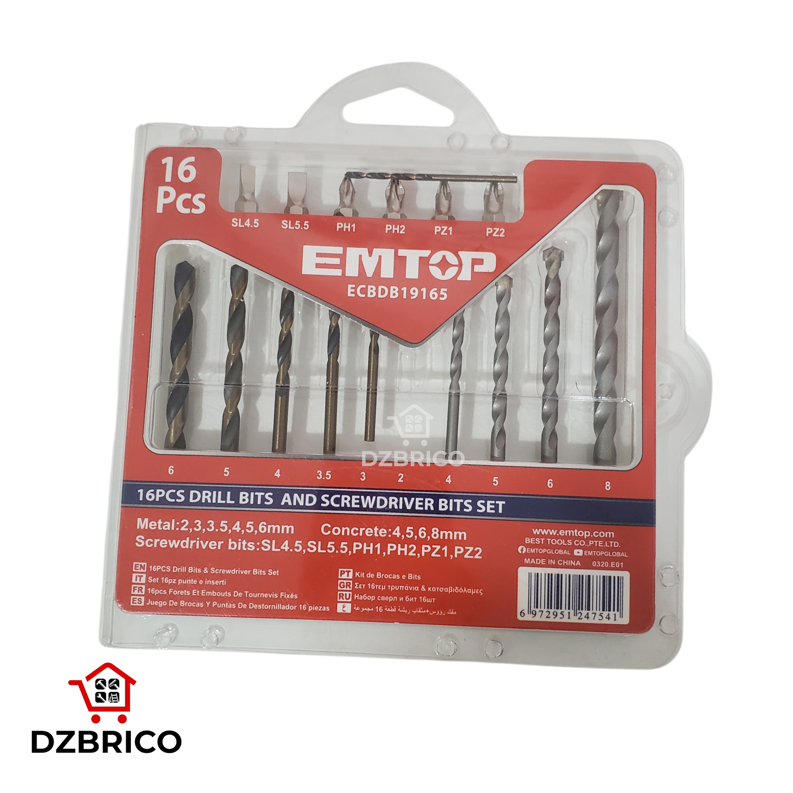 kit de embouts et mèches 16 pièces EMTOP
