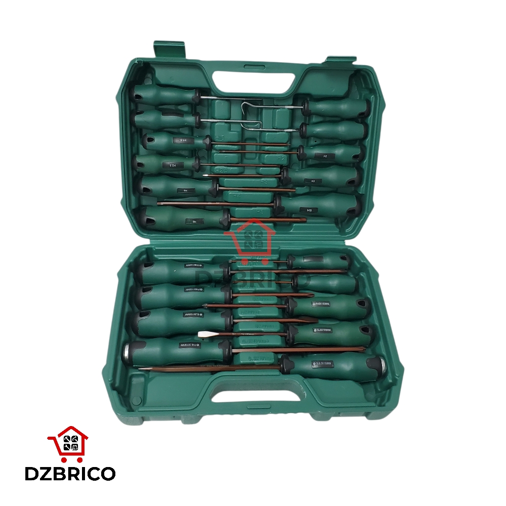 Coffret de tournevis  18 pièces, avec boîte de rangement : tournevis cruciforme + tournevis plat + tournevis Torx