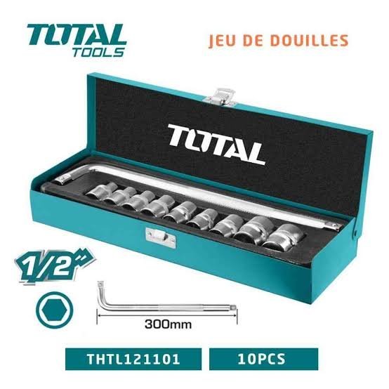 Coffret de douilles et bras de force 10 Pièces TOTAL