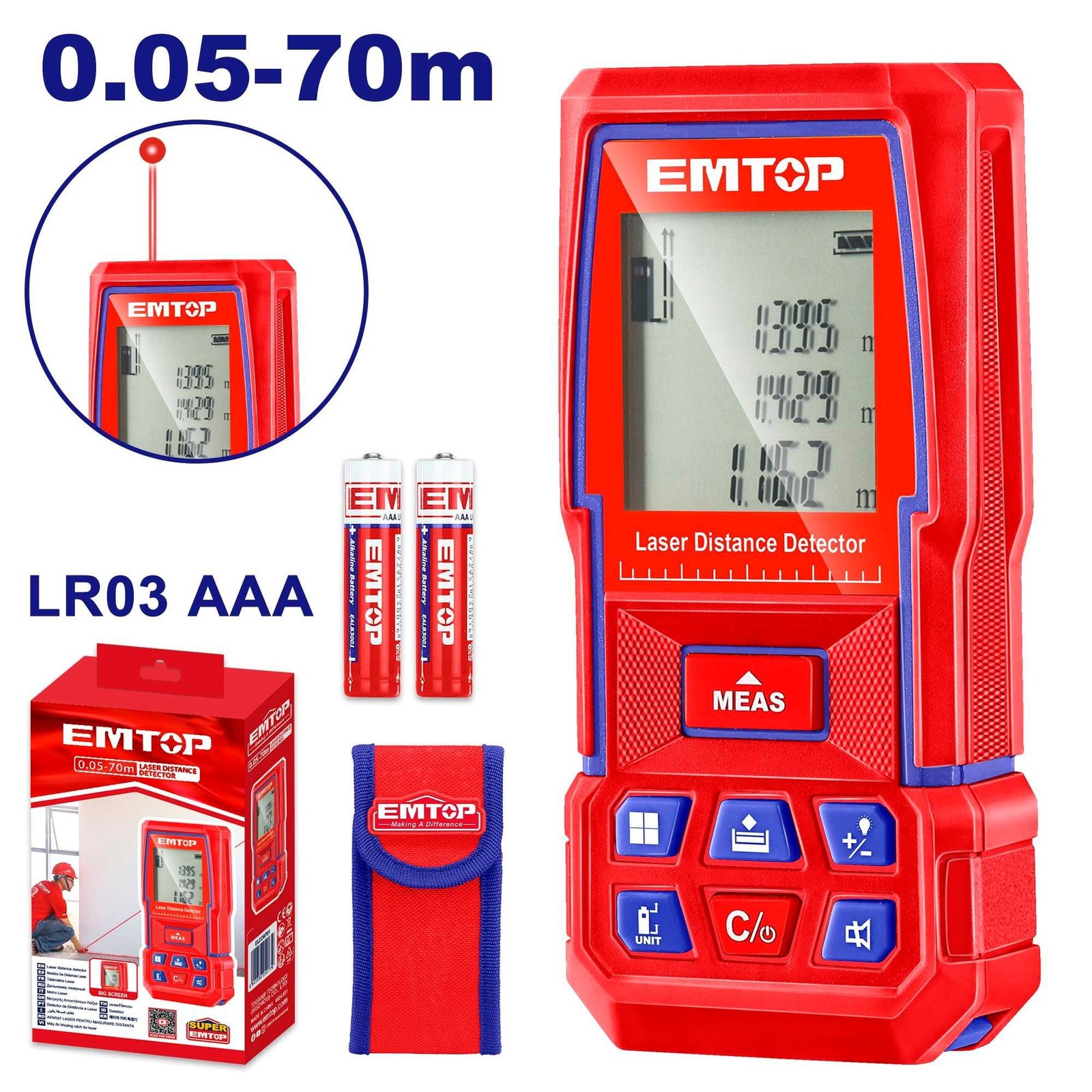 Télémètre laser 0,05-70 m EMTOP
