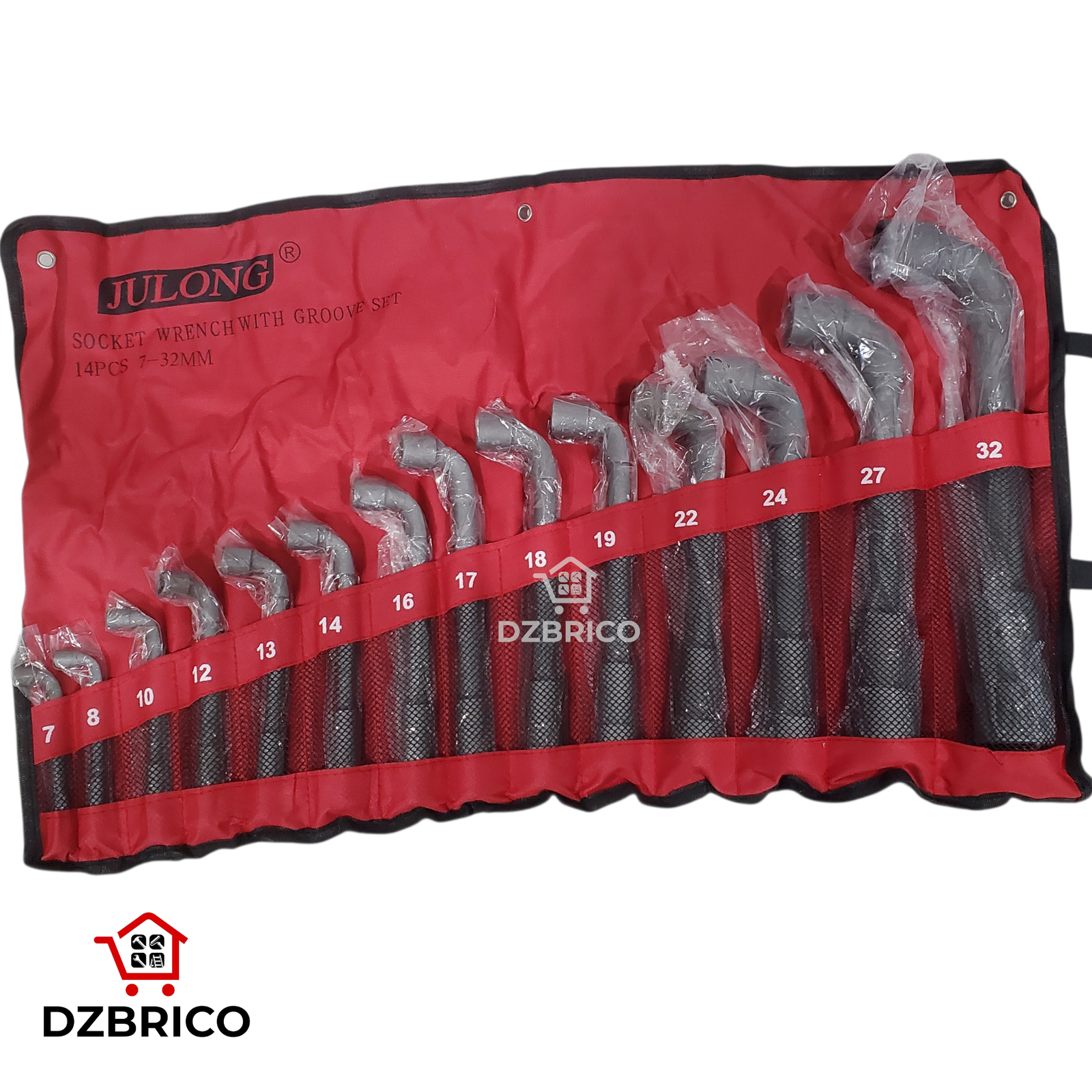 jeu de 14 clés à pipe debouchees 6 pans 6 pans de 7 a 32 mm JULONG