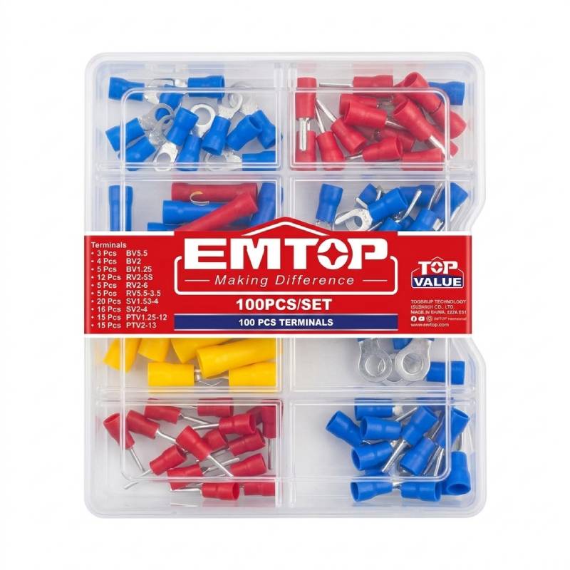 Boite d'embout Cosses a sertir 100Pcs EMTT1B01 EMTOP
