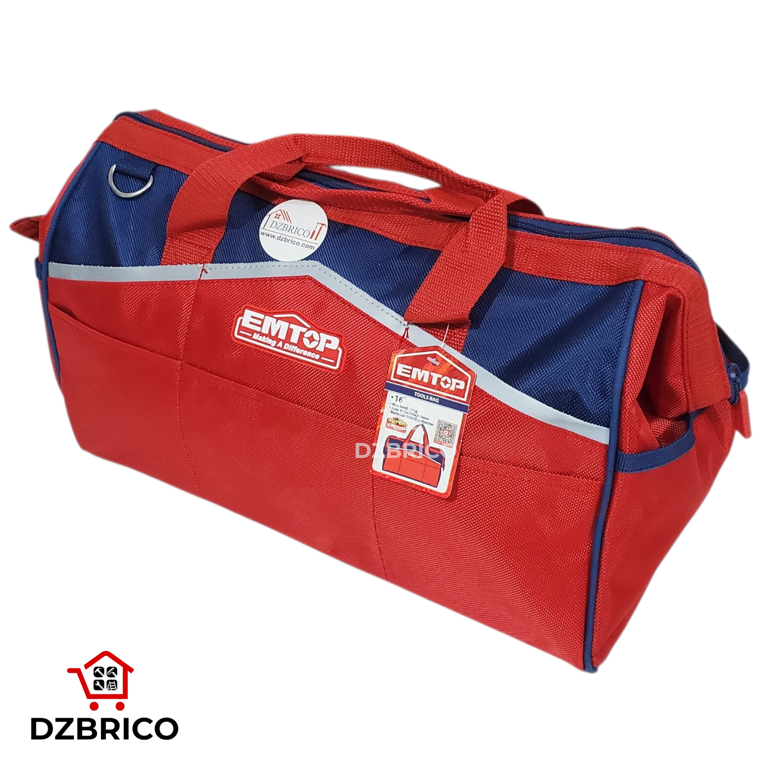 Sac à outils rouge 15 kg 16" EMTOP