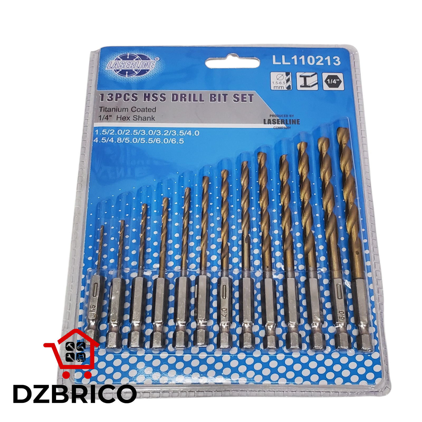 Jeu de 13 Pcs mèches à métal 1.5 - 6.5 mm en acier à haute vitesse (HSS)