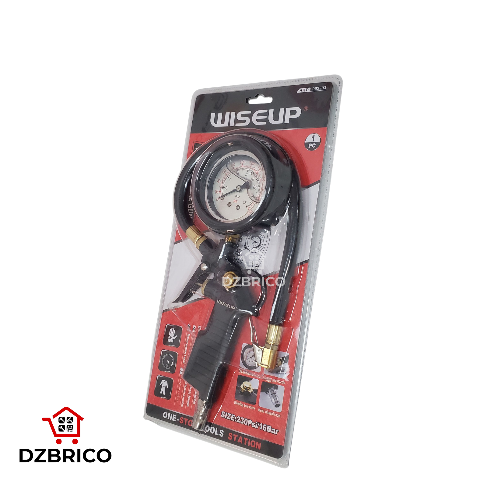 Manomètre de pression des pneus de voiture 0-230 psi WISEUP