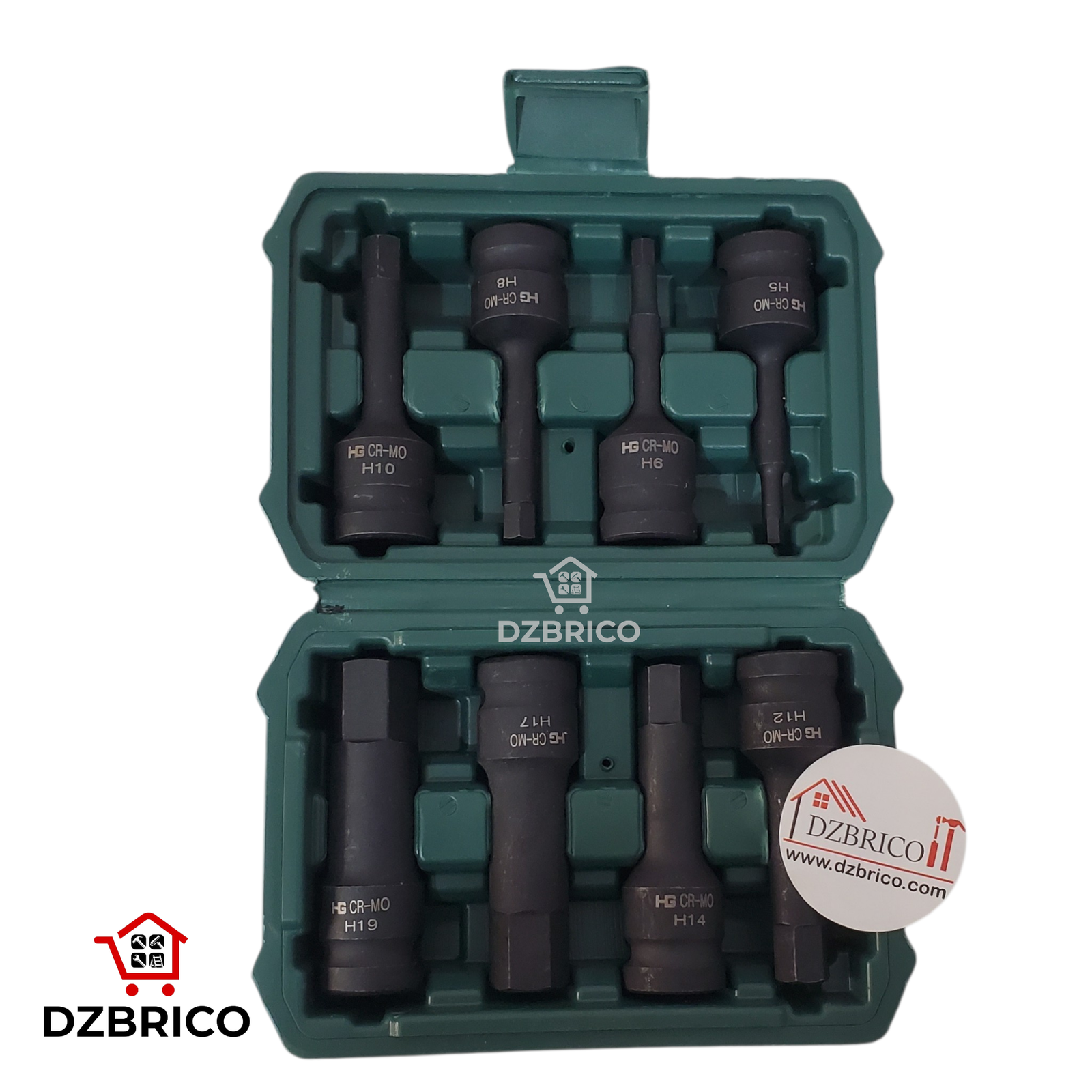 Coffret de 8 douilles à choc à six pans  1/2"(H5-H19)