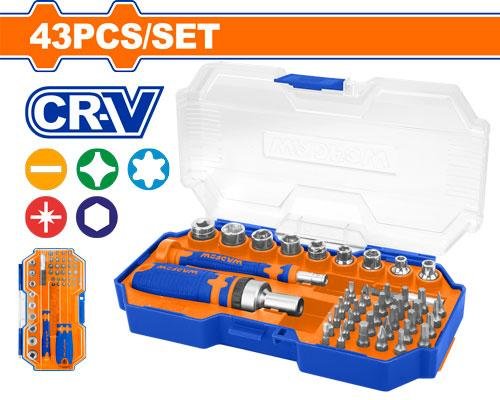 Coffret kit de tournevis cliquet ety embouts 43 pieces WADFOW