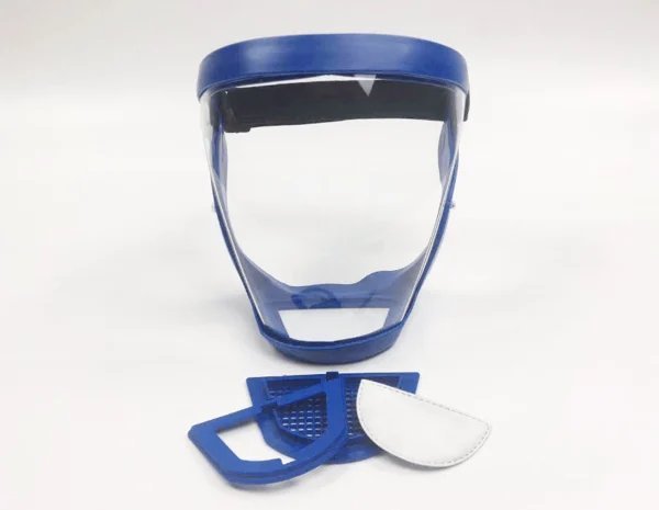 Masque de Protection Faciale Complet Transparent pour la Tête et les Yeux, Accessoire Anti-poussière, Anti-buée HONDA, Masque facial complet générique pour le meulage, la coupe, le désherbage, la construction, bleu et transparent