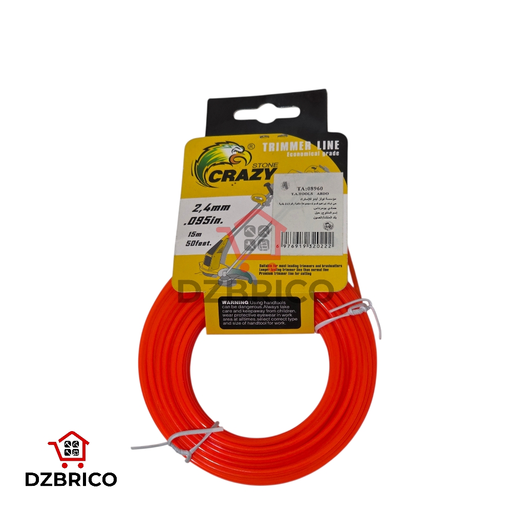 Fil debroussailleuse 2.4mm 15M