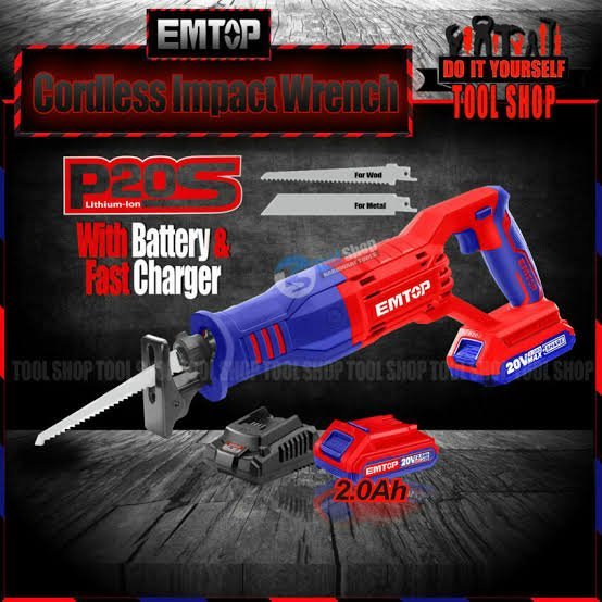 Scie Sabre A batterie 20v 2.0ah EMTOP