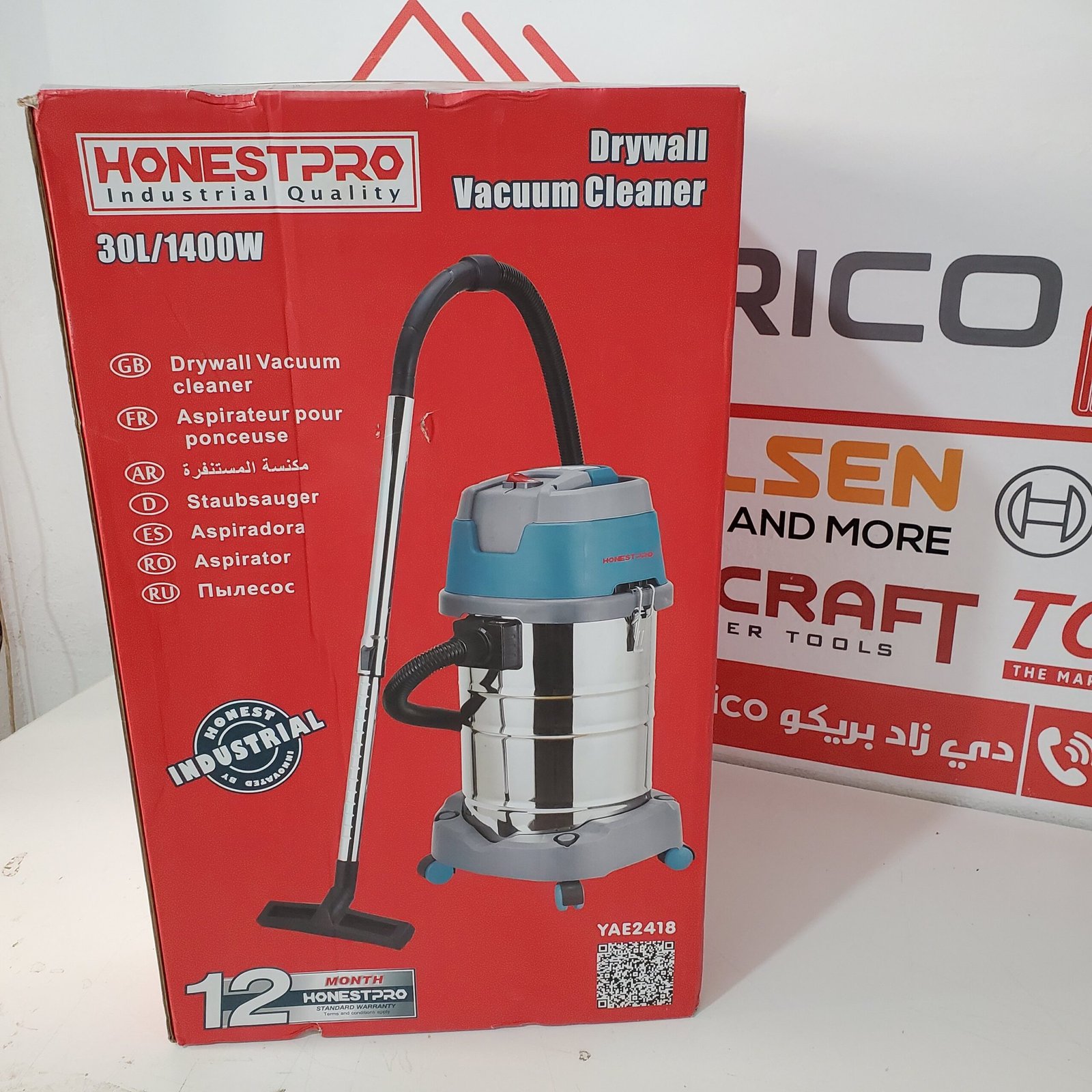 Aspirateur Professionnel Eau et poussière Cuve inox 1400W 30L HONESTPRO