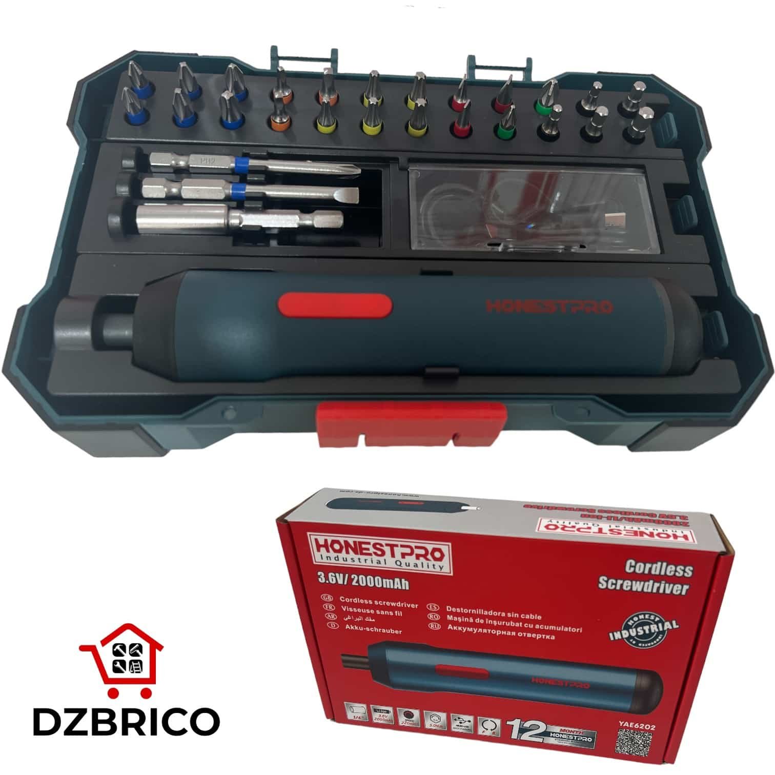 Coffret Tournevis Électrique Sans Fil 3.6V HONESTPRO