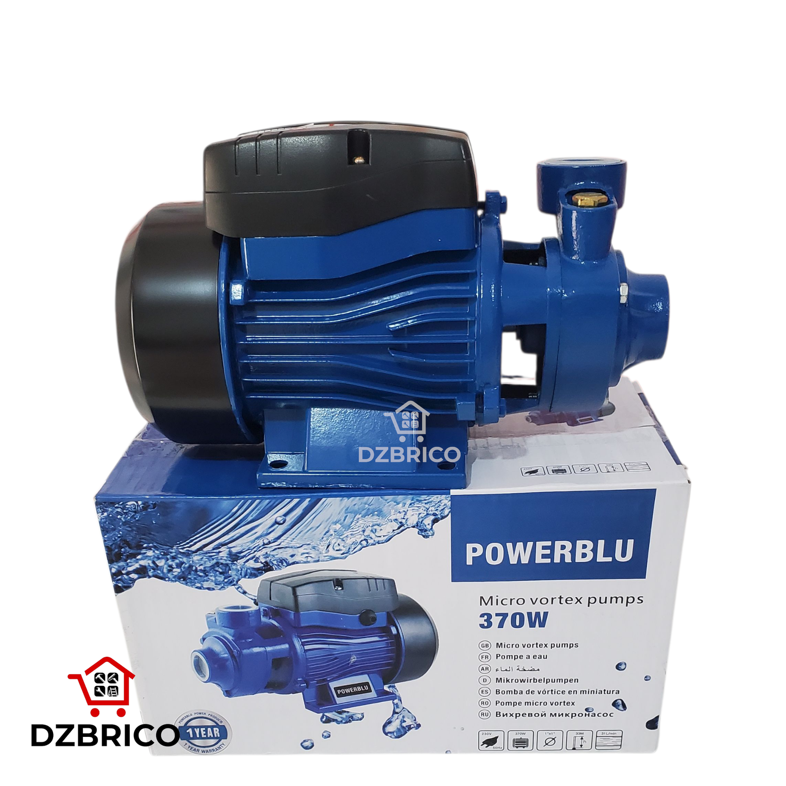 Pompe à Eau 370W ,h max 33m ,31L/min POWERBLU