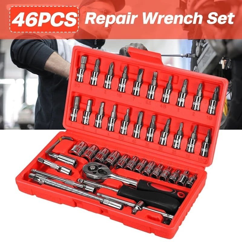 Coffret De Douille Cliquet 1/4" 46 Pièces 2eme choix ROUGE
