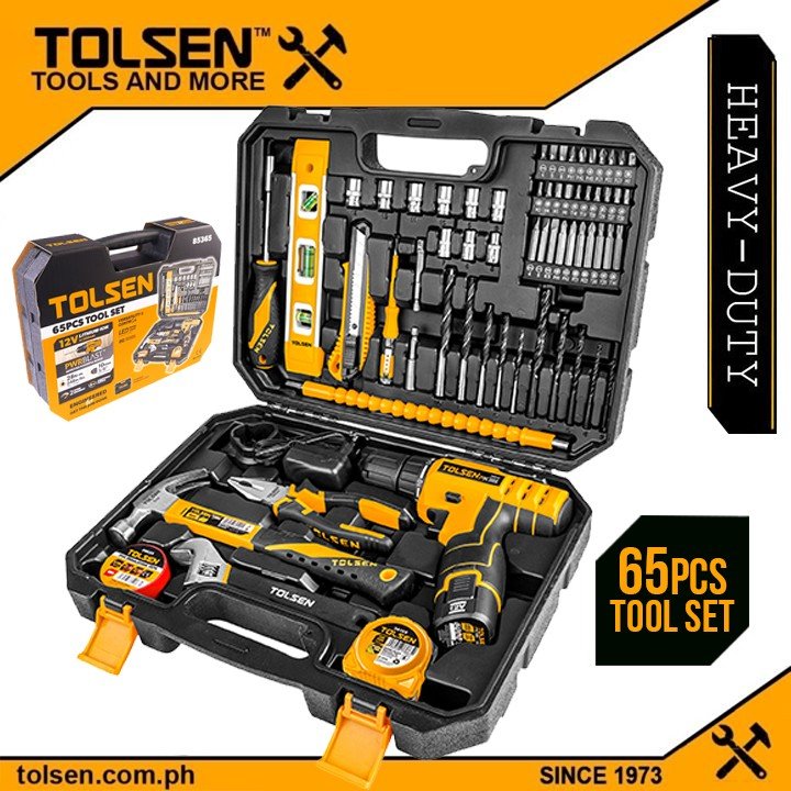 Caisse a outils - kit visseuse 12V 65 Pieces TOLSEN