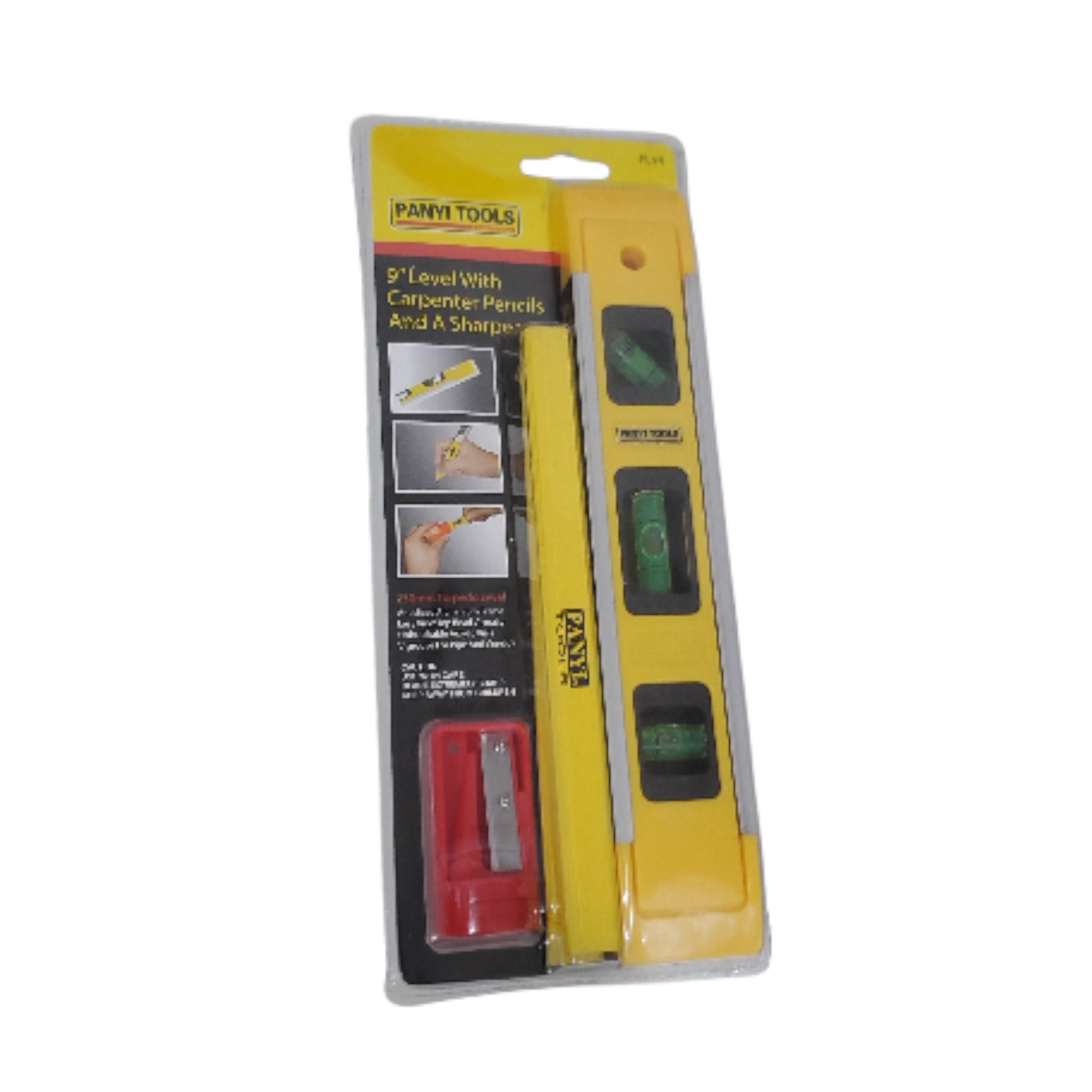 kit de mini niveau, 2 crayons et taille-crayon