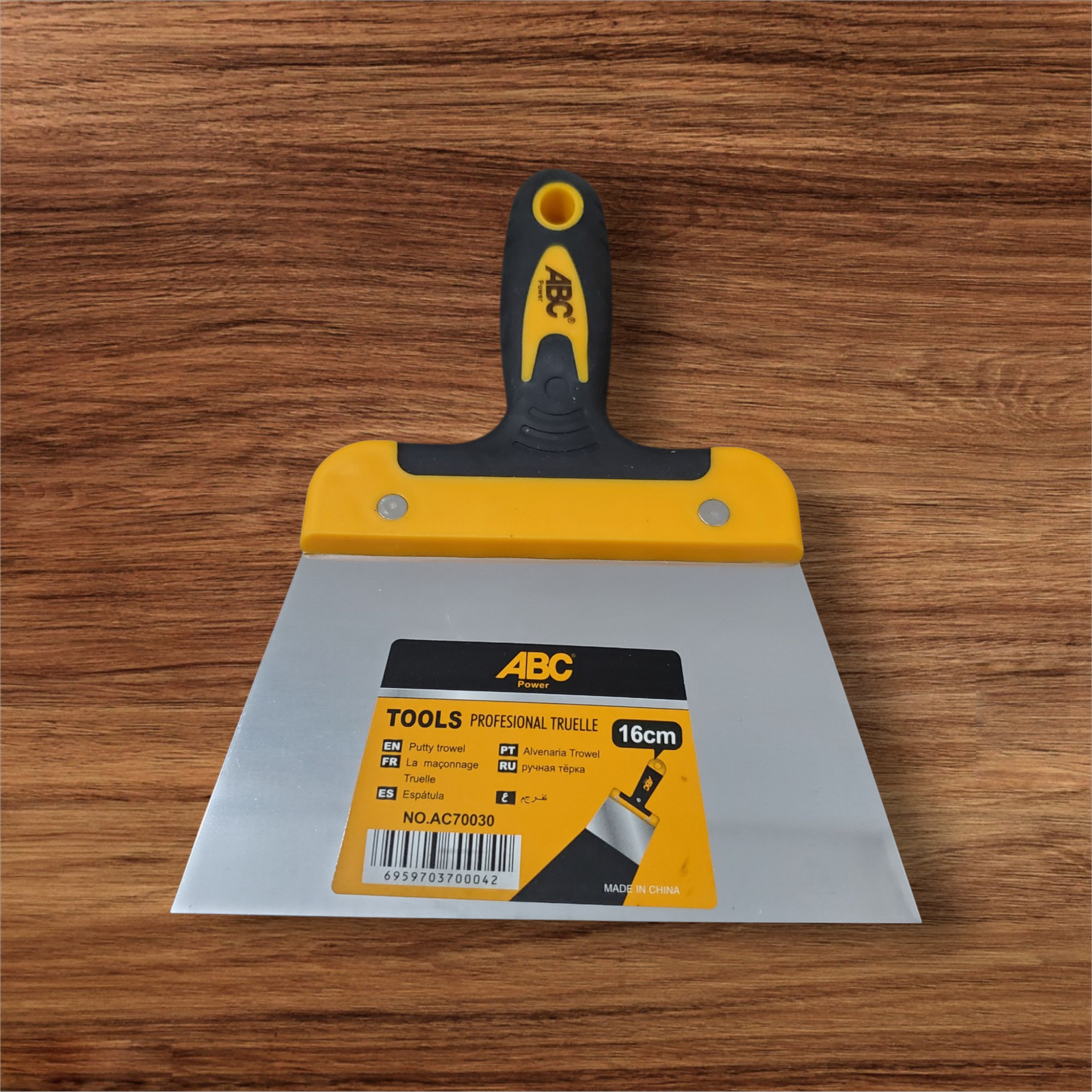 Spatule en acier inoxydable avec manche en plastique 16cm