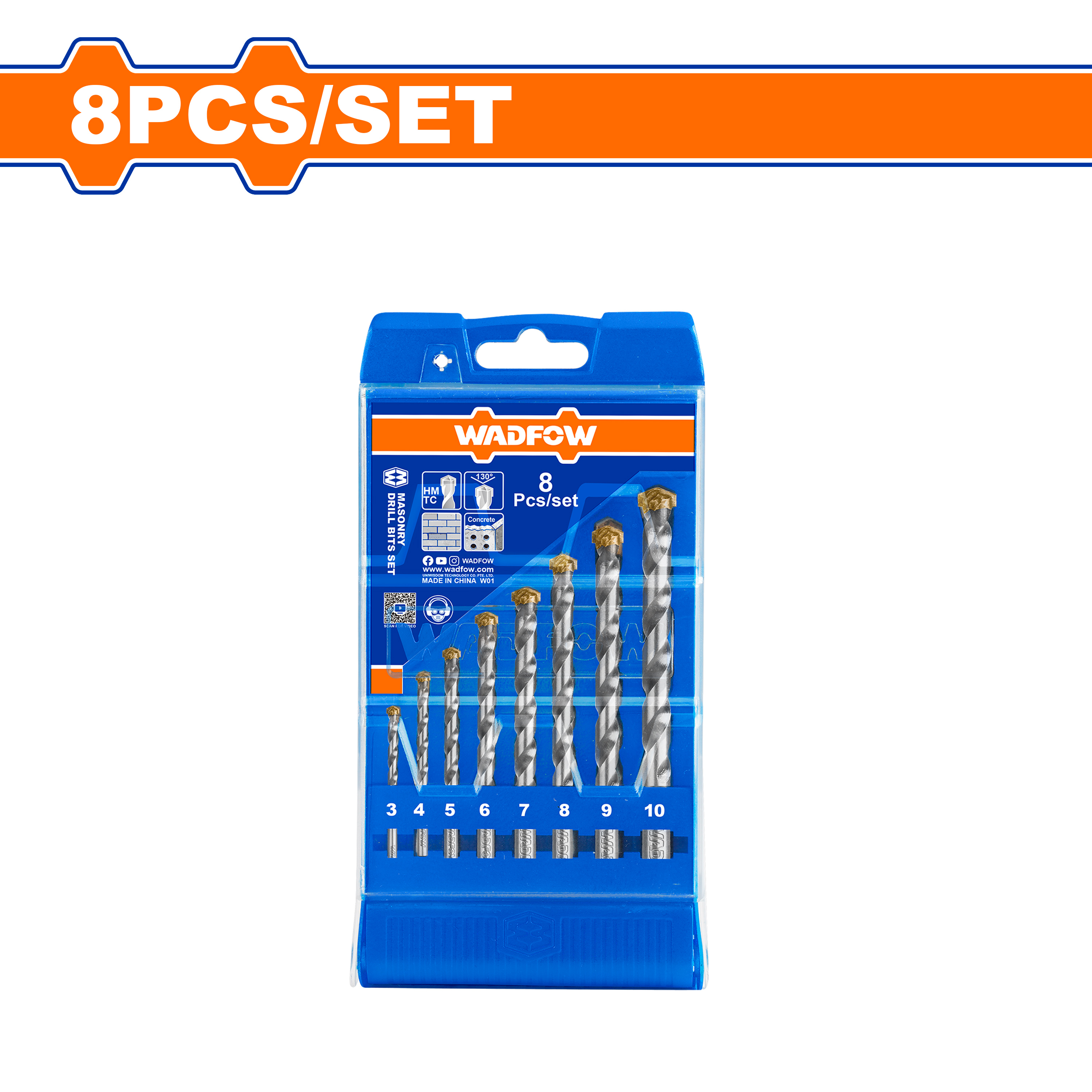 Kit jeux de mèche béton 9 Pcs WMJ6B08 WADFOW