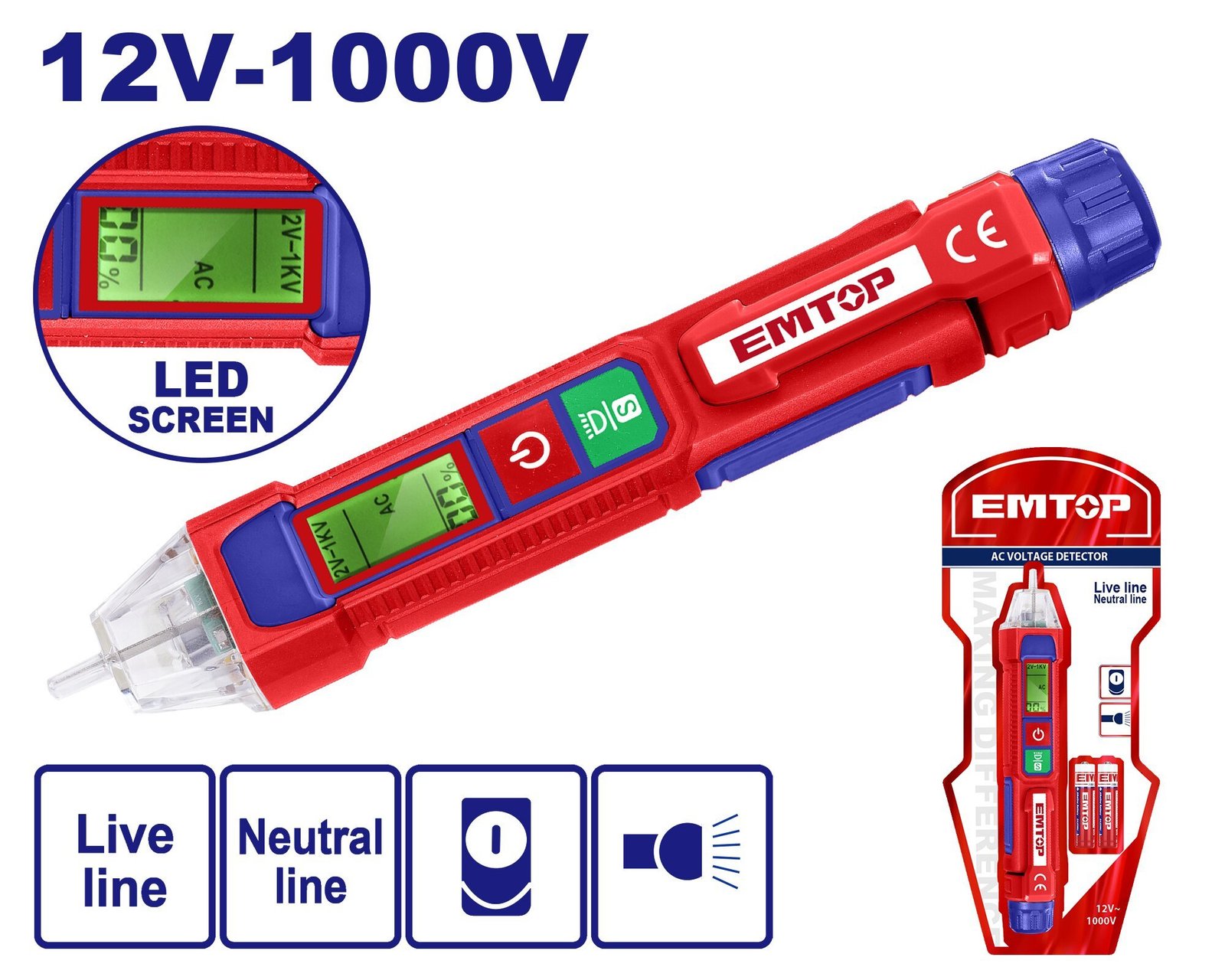 Testeur voltage EMTOP 12V-1000V