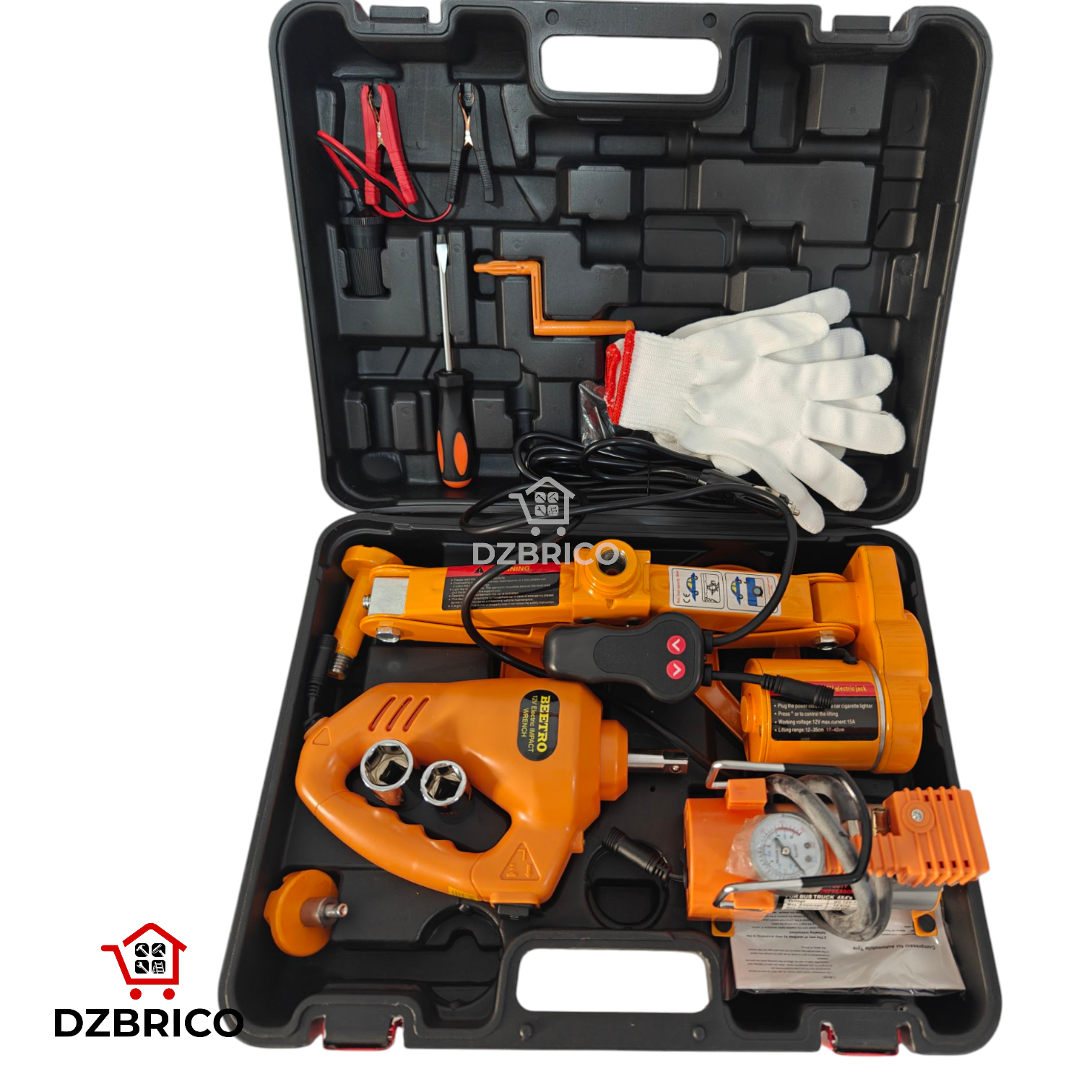 Kit de dépannage Voiture Cric, clé à choc et Compresseur auto 12V BEETRO