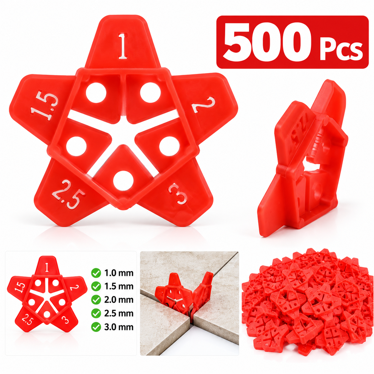 Pack promo 500 Pcs croisillon de joint carrelage et faïence 1-3mm SFT
