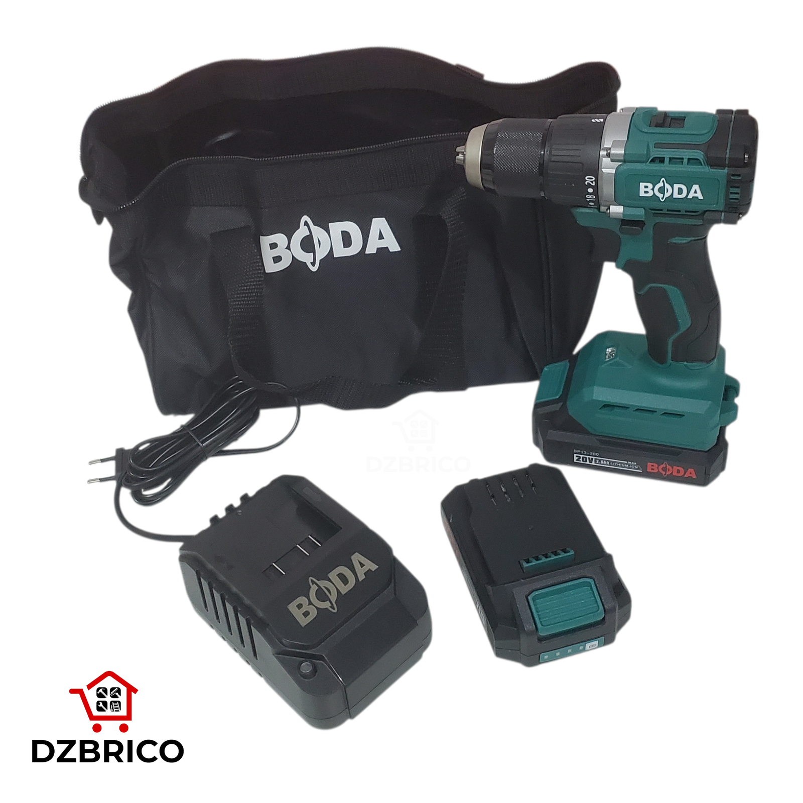 Visseuse Et perceuse Moteur Brushless Avec 2 Batteries 20V/2.5Ah Mandrin Métallique De 13mm BODA