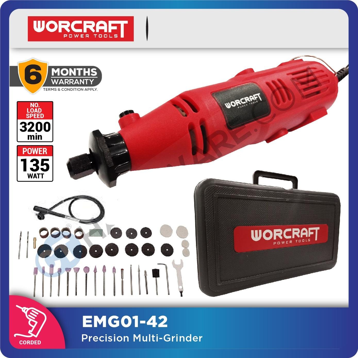 Outil Rotatif - Meuleuse Droite WORCRAFT