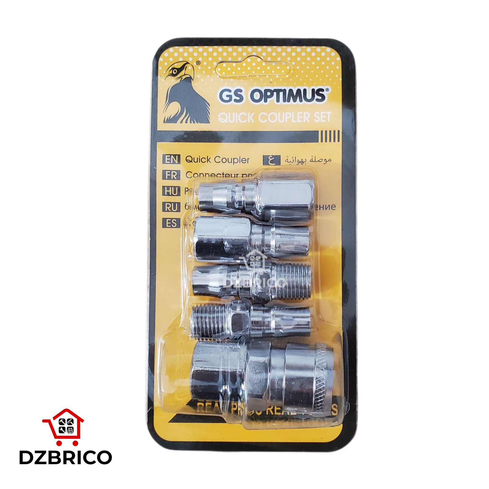 jeu de raccord rapide pour tuyau compresseur  5 pcs, 1/4 GS OPTIMUS