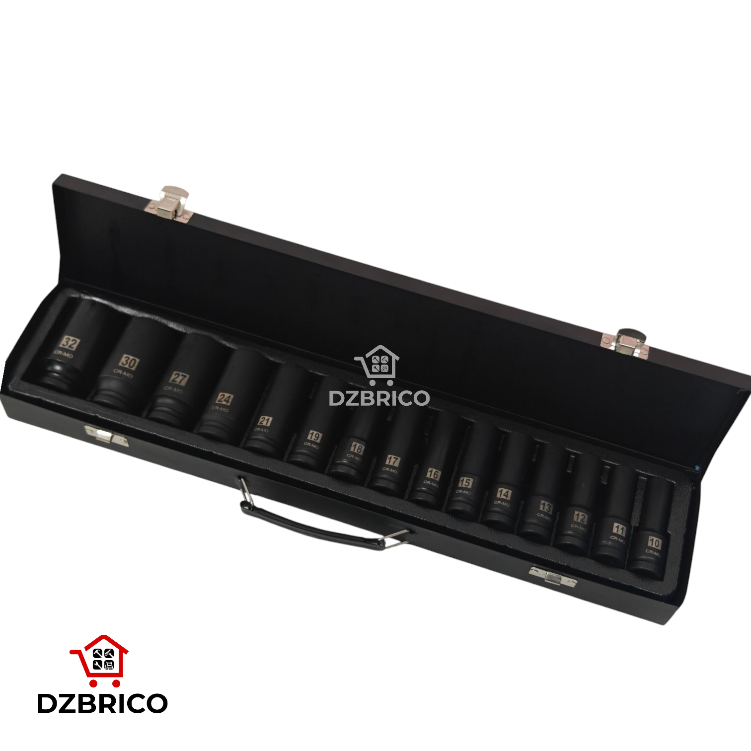 Caisse douille a choc longue 1/2" 10-32mm CR-MO 15 pcs