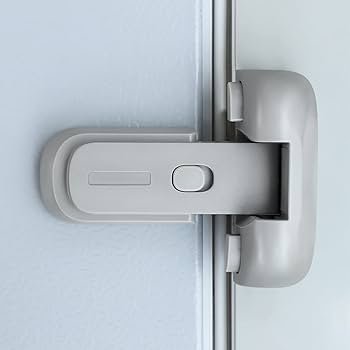 Verrou de porte de réfrigérateur et congélateur à l'épreuve des enfants, maintient la porte fermée, installation facile et sans outils (gris)