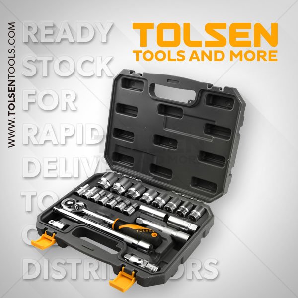 Jeux De 22Pcs Douilles Et Cliquet 1/2" TOLSEN