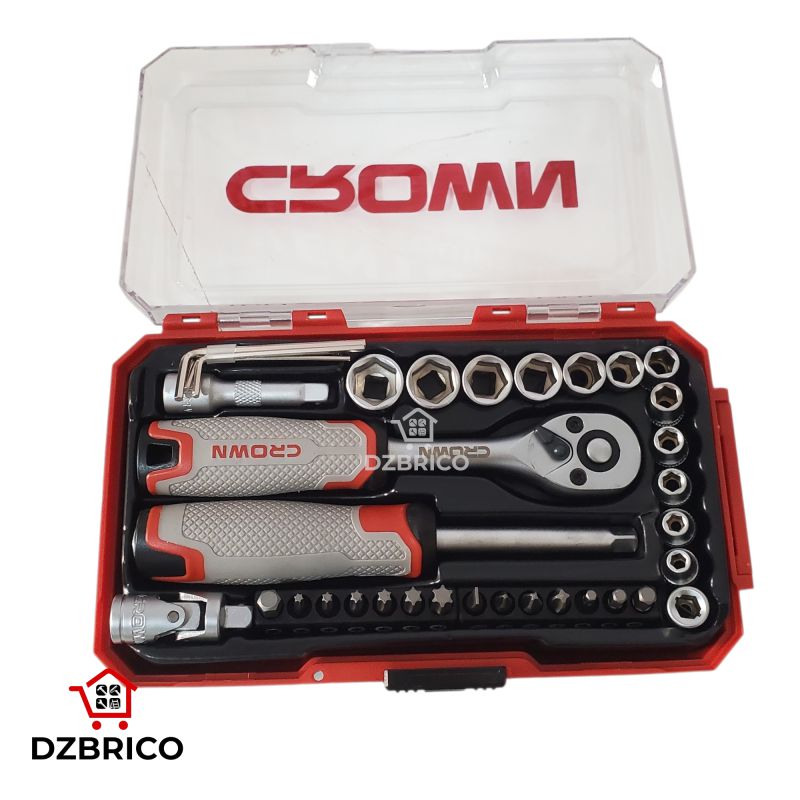 coffret de clés à douilles et embouts 35 pièces 1/4"(4-13mm) CROWN