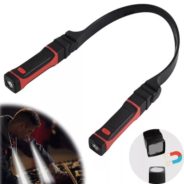 Lampe de Cou Amovible Rechargeable, Lampe de Travail LED avec Base Magnétique, Lampe Mécanique Mains, Autour du Cou