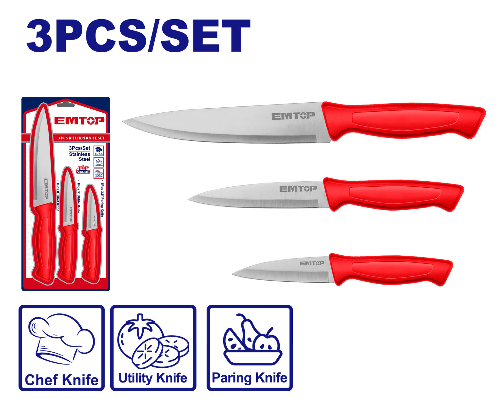 Kit de couteau 3 pièces EMTOP