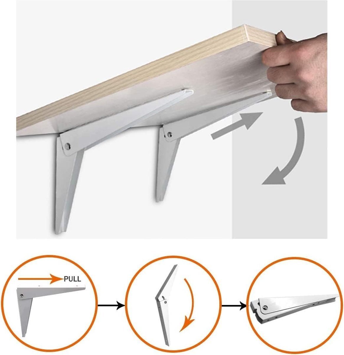 2 pcs support de montage mural pliable réglable, support d'étagère d'angle à 90 degrés de 12 pouces 34,5cm