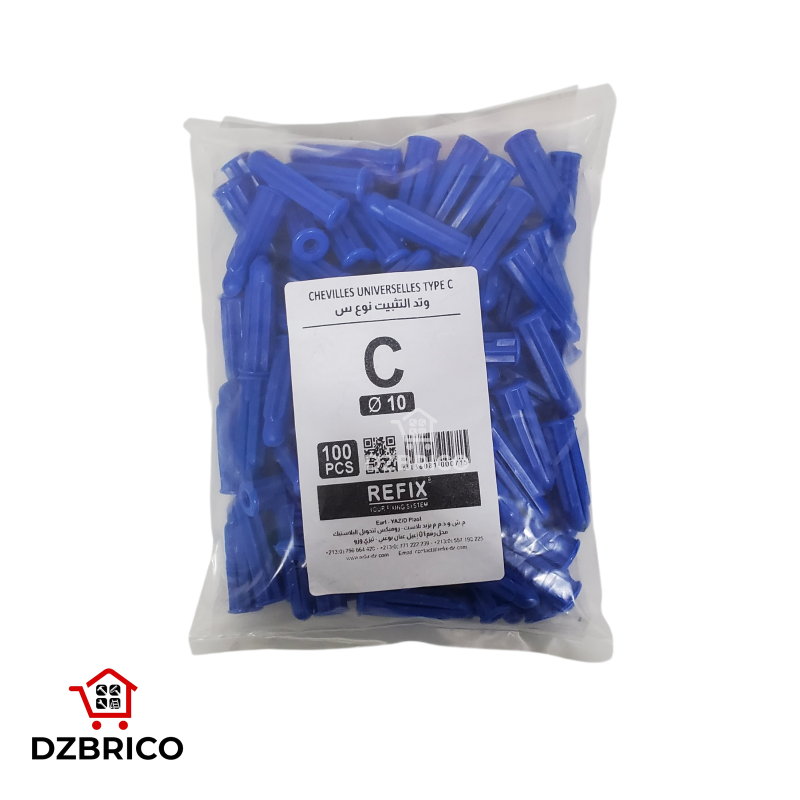 Sachet 100 chevilles Ø10 mm