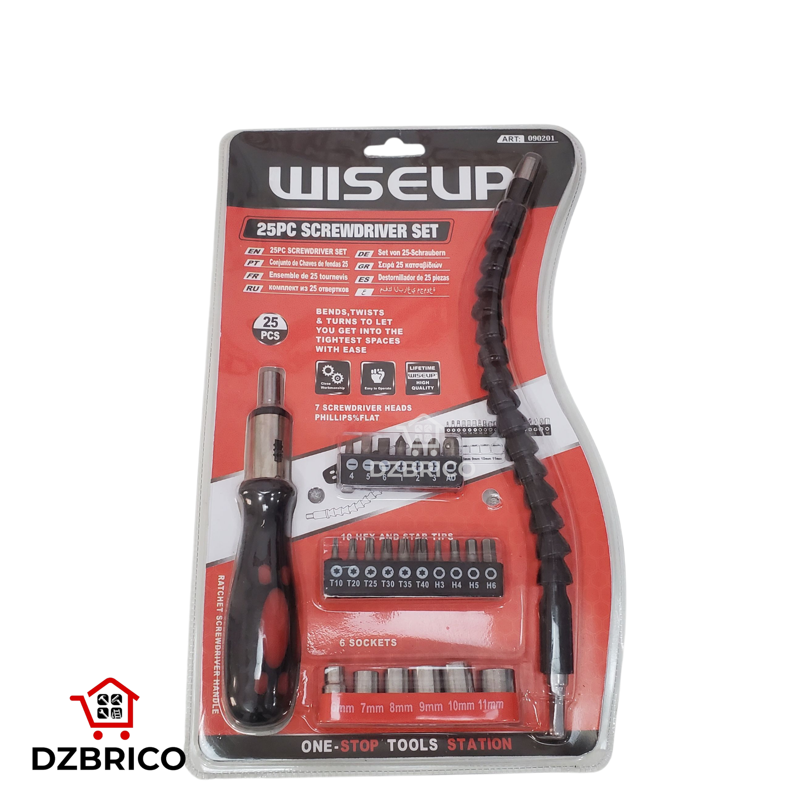 Jeu de tournevis avec embouts et douilles 25pcs WISEUP