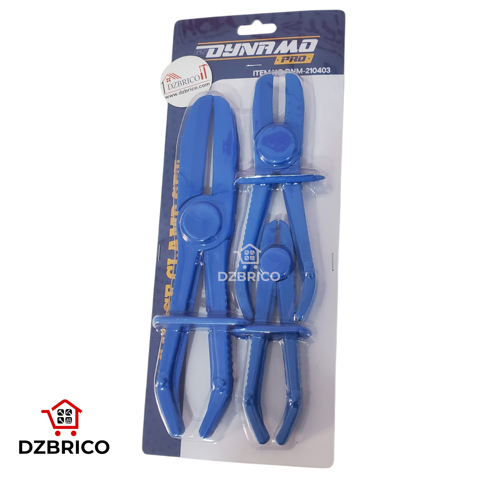 Pince à durites, collier de serrage pour durites de refroidissement, conduites de carburant et de frein (bleu) 155 mm, 185 mm, 255 mm DYNAMO