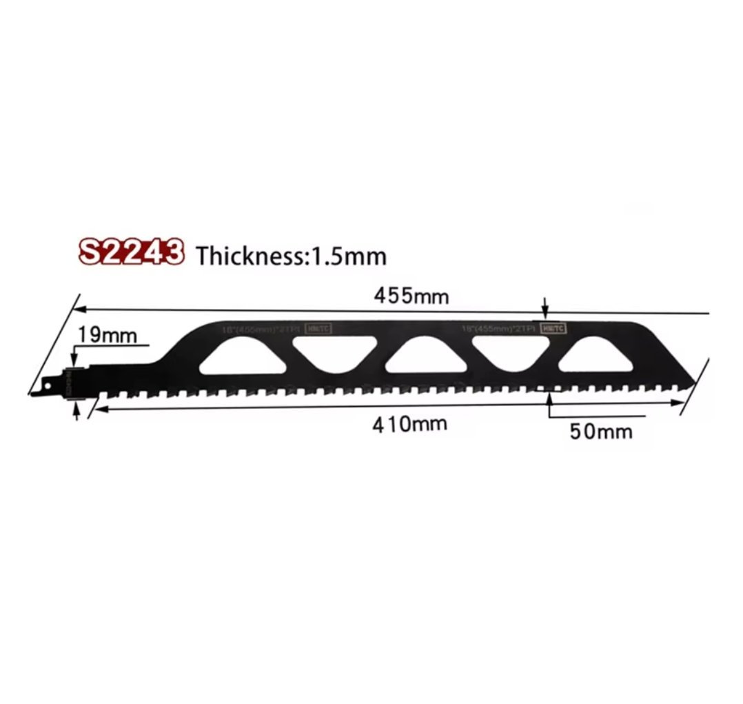 Lame Carbure scie a sabre alternative pour couper le brique et le bois 455mm