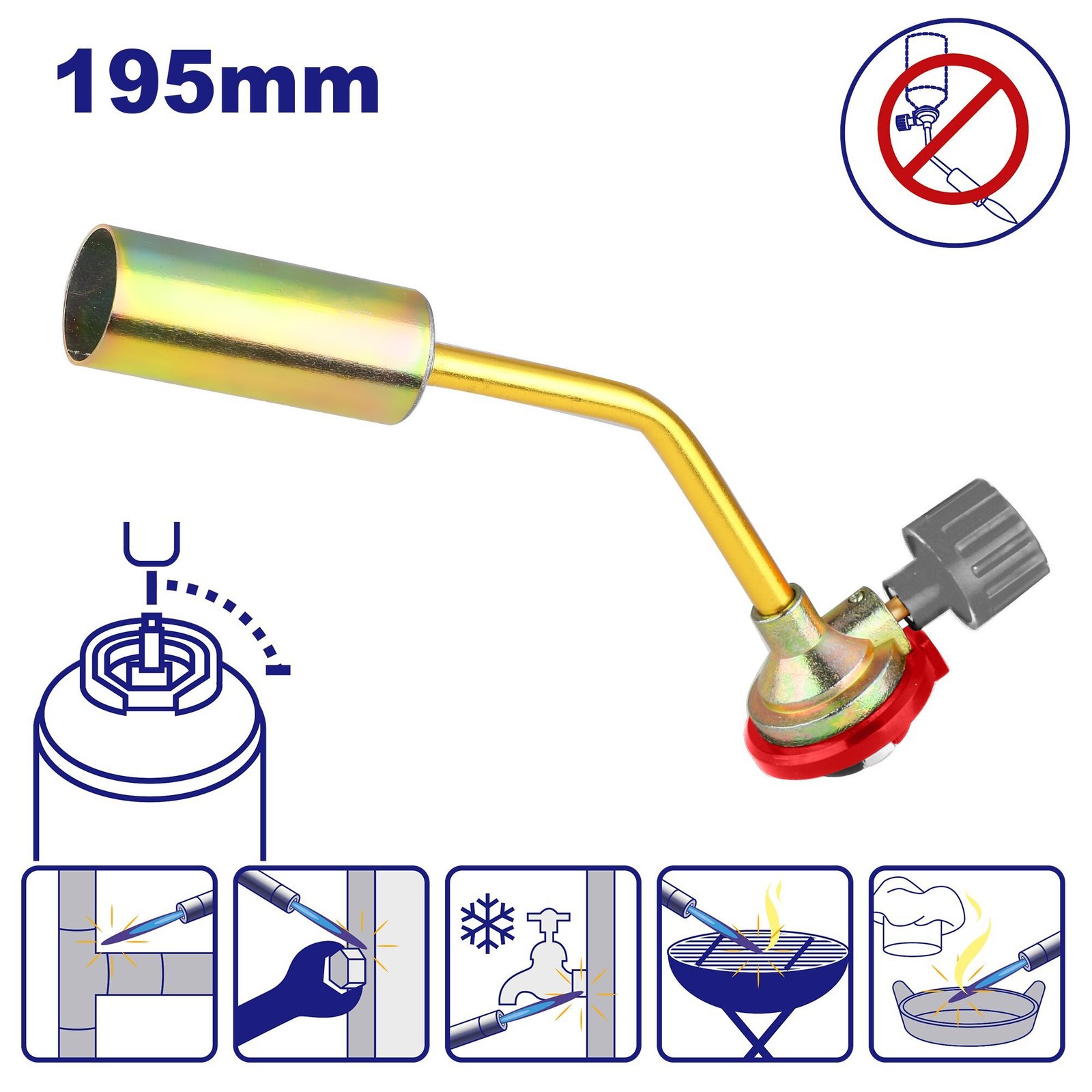 Tête Chalumeau a flamme gaz ajustable 195mm EMTOP