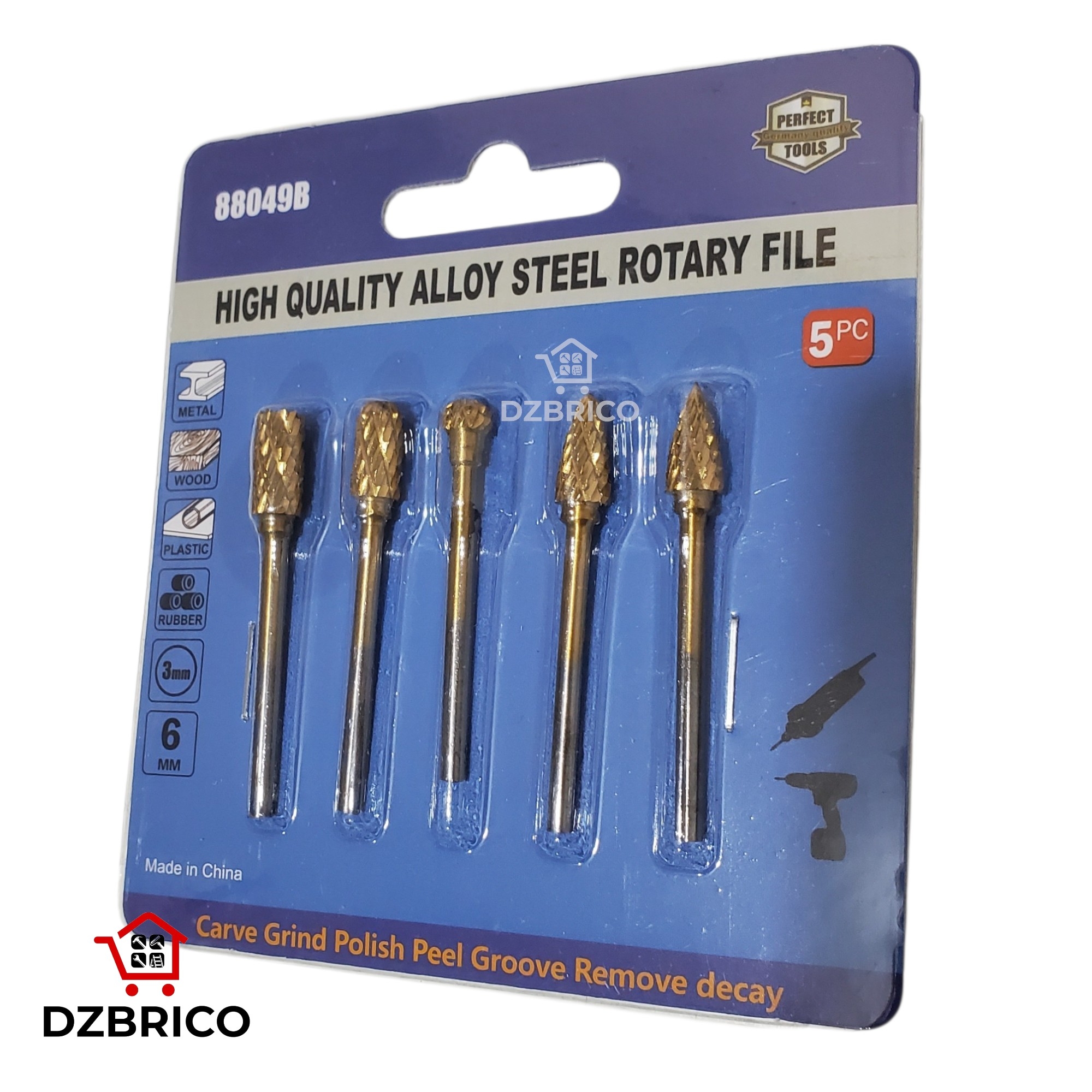 Kit de 5 fraises de polissage dentaires en carbure de tungstène dorée