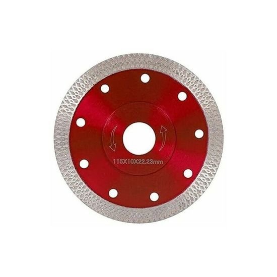 Disque de scie diamant 115 mm pour meuleuse coupe porcelaine carrelage granit et bton (rouge)