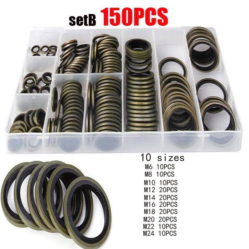 Kit d'assortiment de bagues d'étanchéité collées, 150/100 pcs
