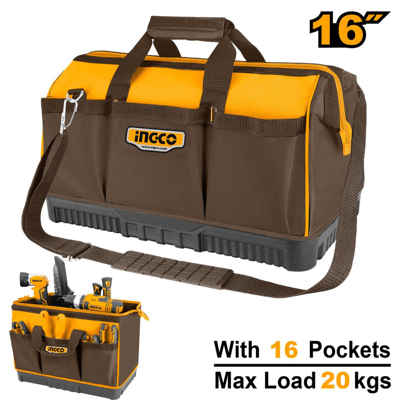 Sac à outils INGCO 16" type fourre-tout, charge maximale 20 kg