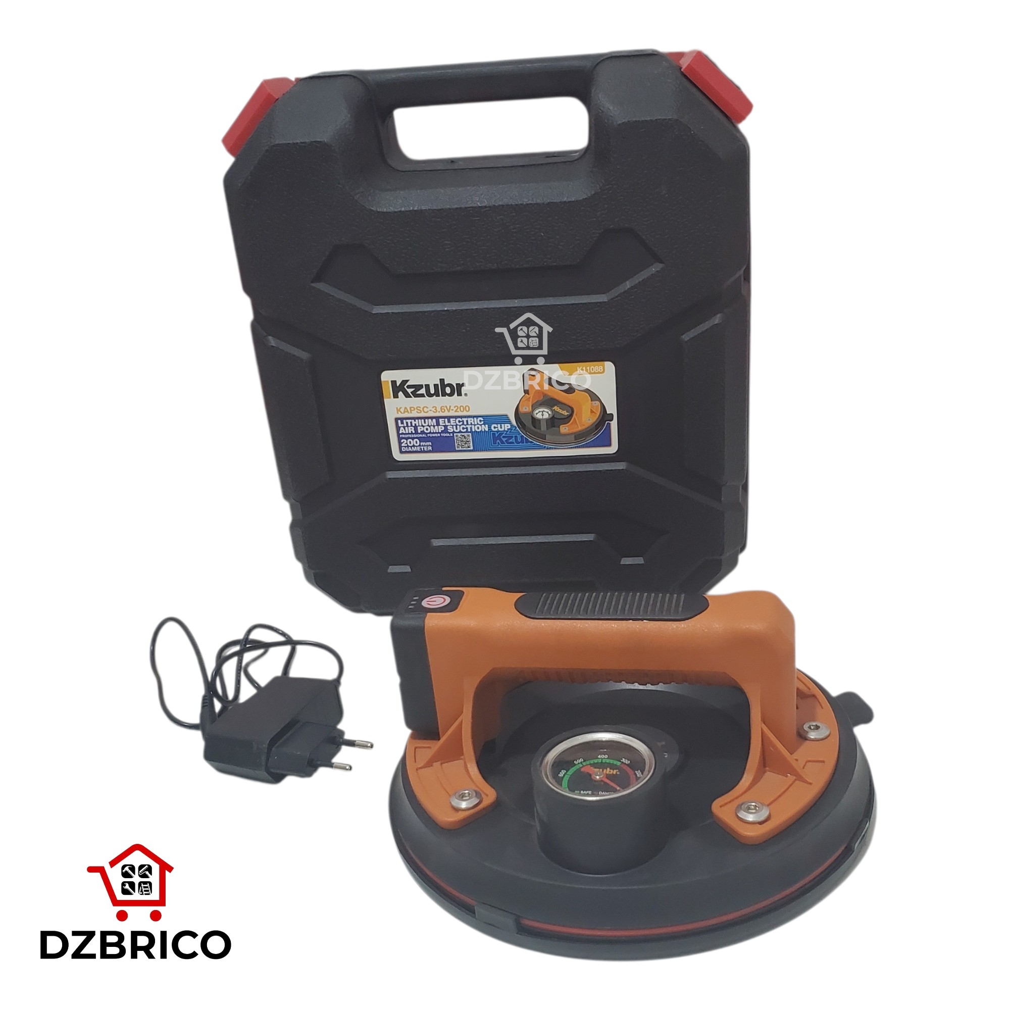 Ventouse à batterie Avec Manomètre 8"Capacité de Charge 200kg KZUBR