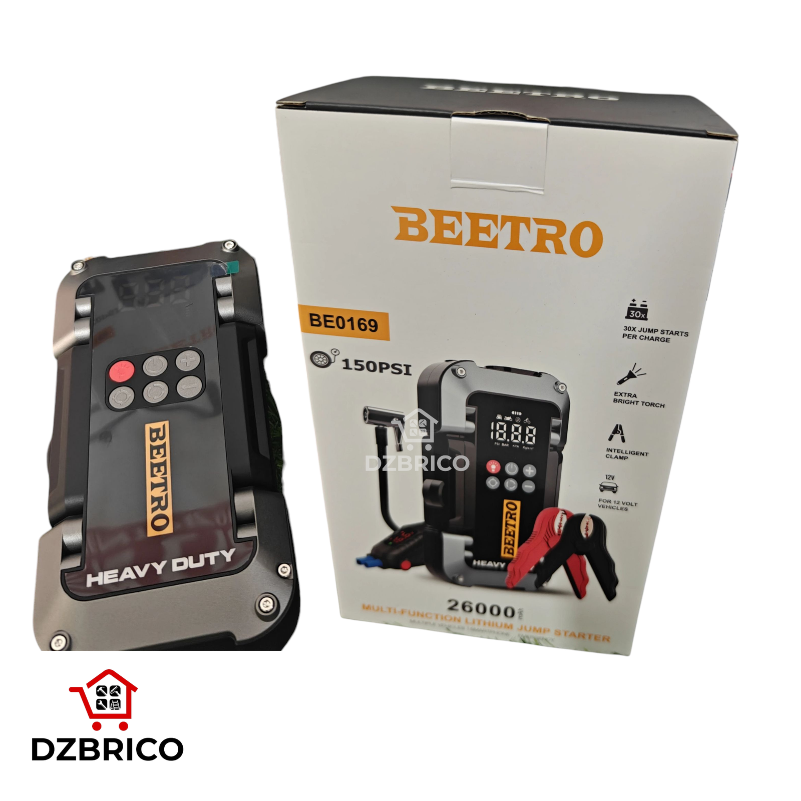 Booster Chargeur Démarreur Multifonction BEETRO 26000mAh avec Compresseur d’Air &amp; Lampe LED BEETRO
