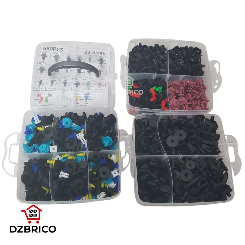 Kit de 680 clips de fixation de voiture en plastique