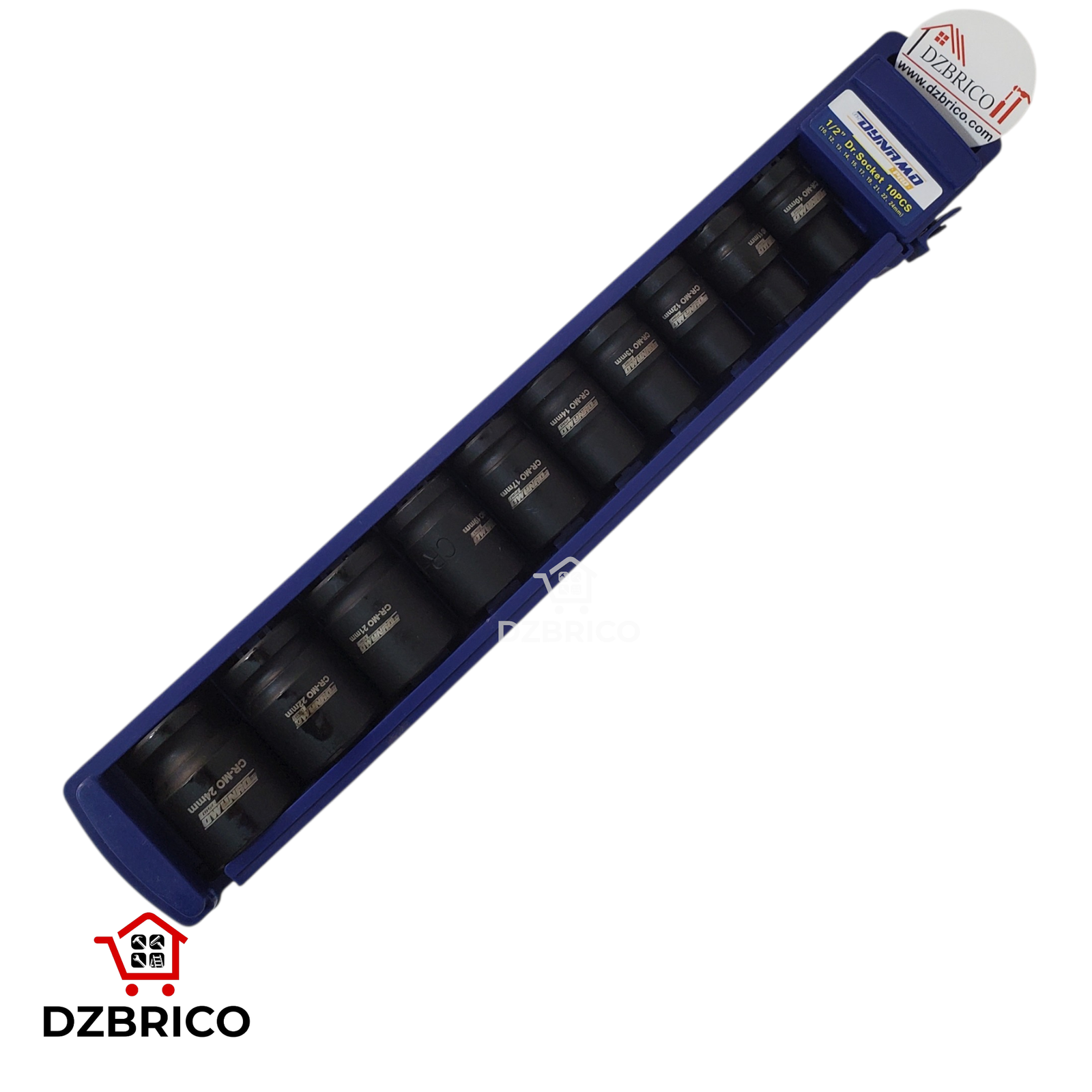 jeu de 10 douilles pour clé à choc 1/2, de 10 à 24 mm DYNAMO