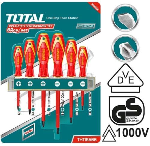 Ensemble de 6 tournevis isolés pour électricité TOTAL