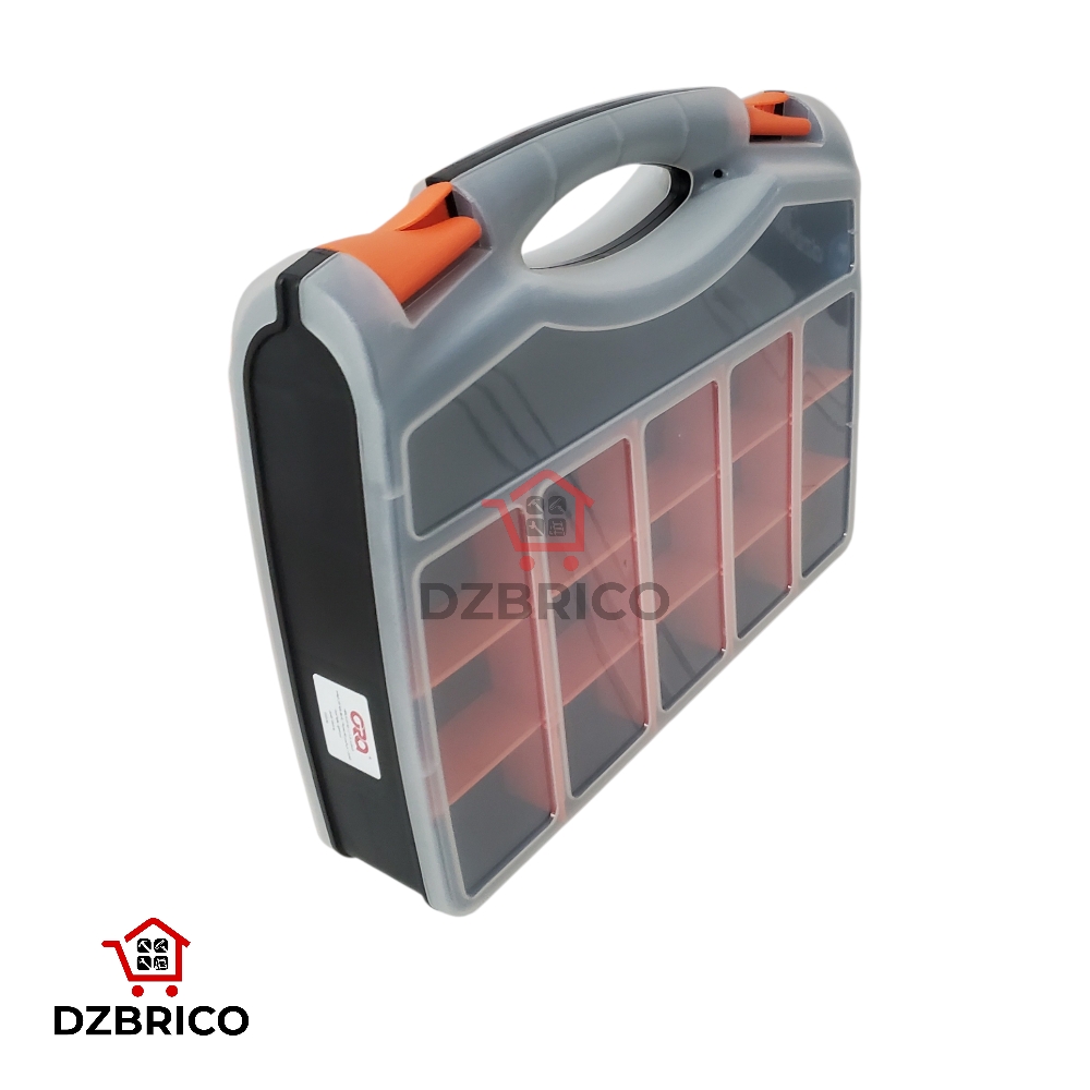 Boîte de rangementq avec plusiequrs compartiments en plastique, fermetures de sécurité  360×290×85mm